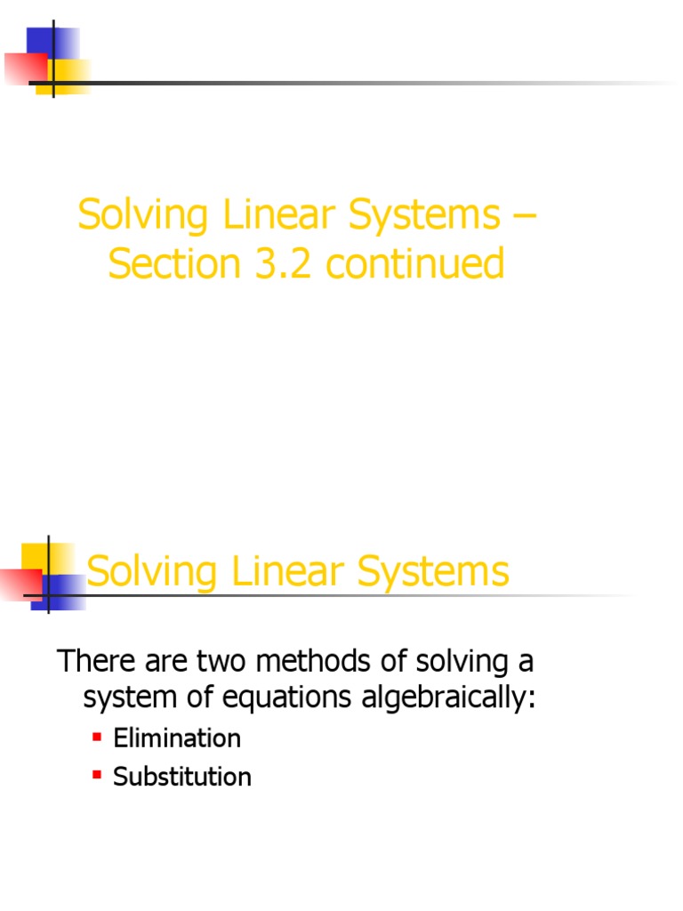 ALGII - 3.2 Substitution and Elimination - Day 2 | PDF | Equations ...