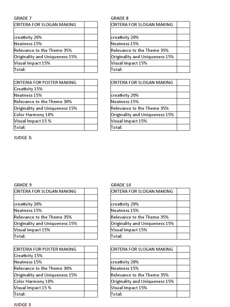 Criteria For Judging Poster PDF