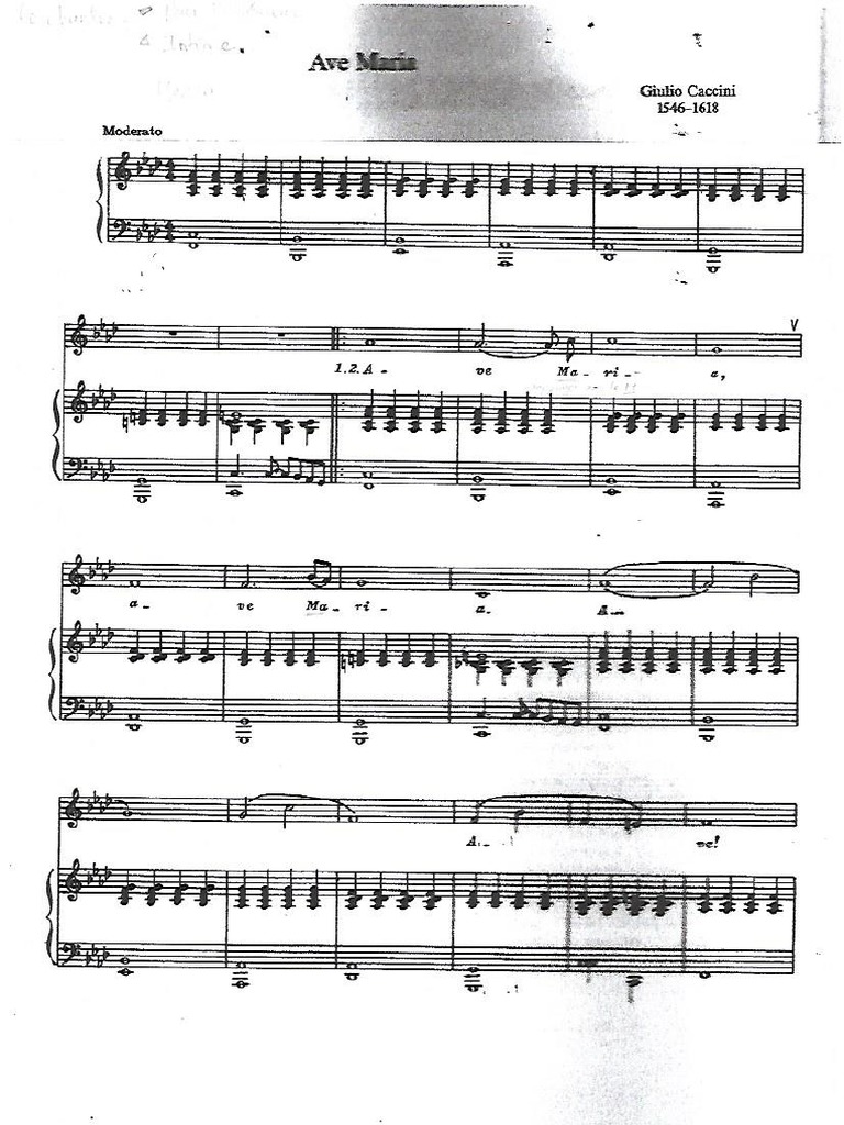 Partition Ave Maria de Caccini en La Bemol Majeur PDF