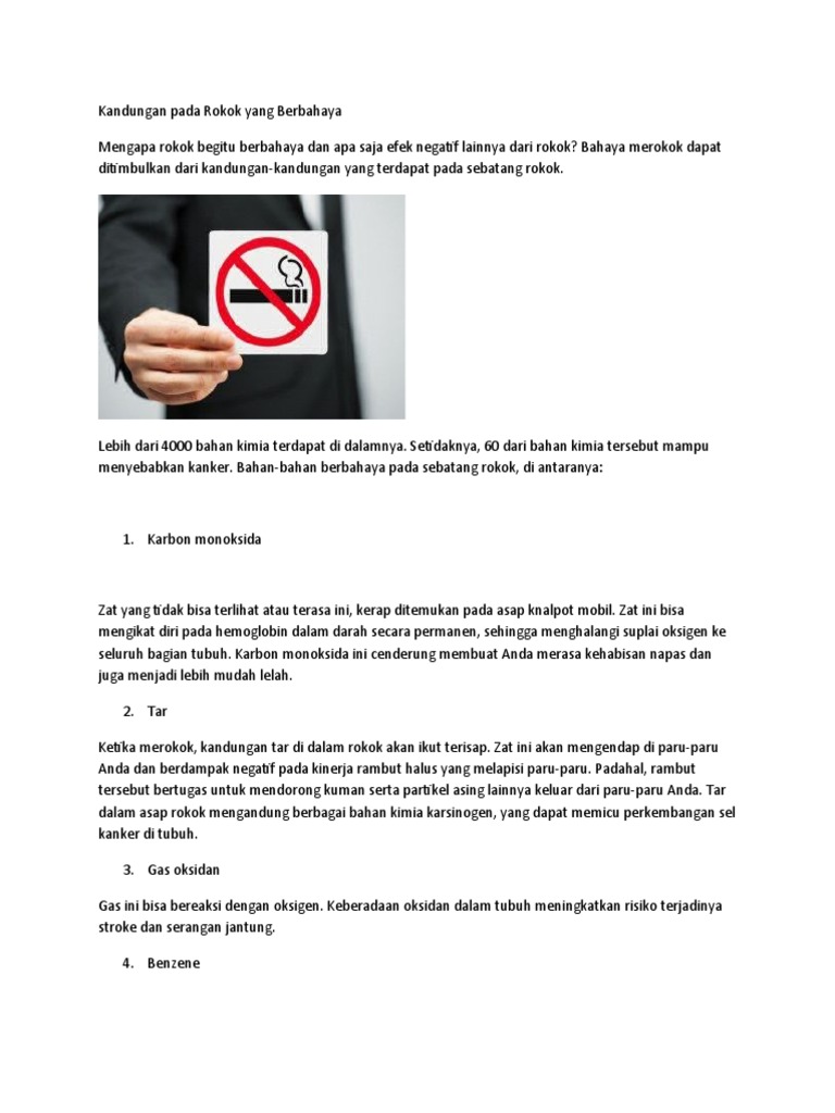 Kandungan Pada Rokok Yang Berbahaya | PDF