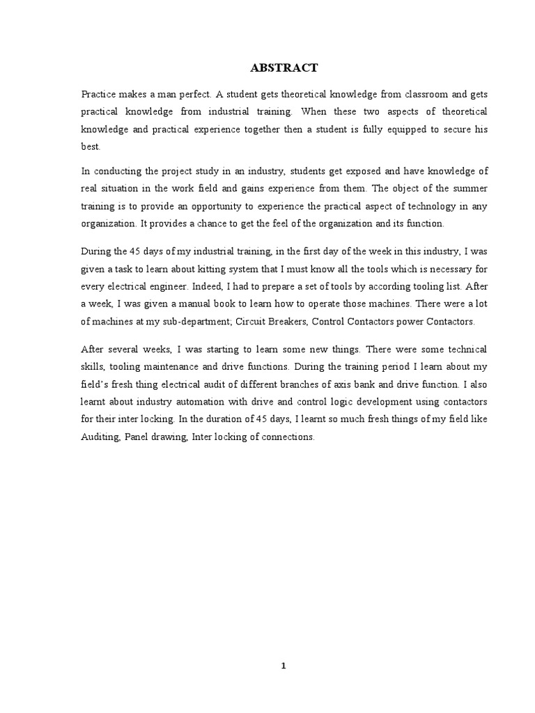 Internship Report on Electrical Panels | PDF | Fuse (Electrical) | Relay