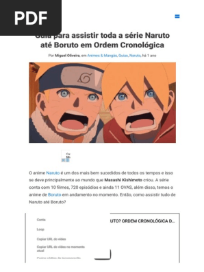 Guia para assistir toda a série Naruto até Boruto em Ordem Cronológica