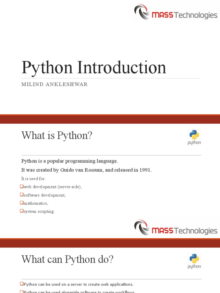 Python Introduction (Session1) | Download Free PDF | Python ...