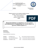 Etude phytochimique et évaluation in vivo de l’activité anti-inflammatoire et antidiabétique de l’extrait foliaire du goyavier (Psidium guajava L.)