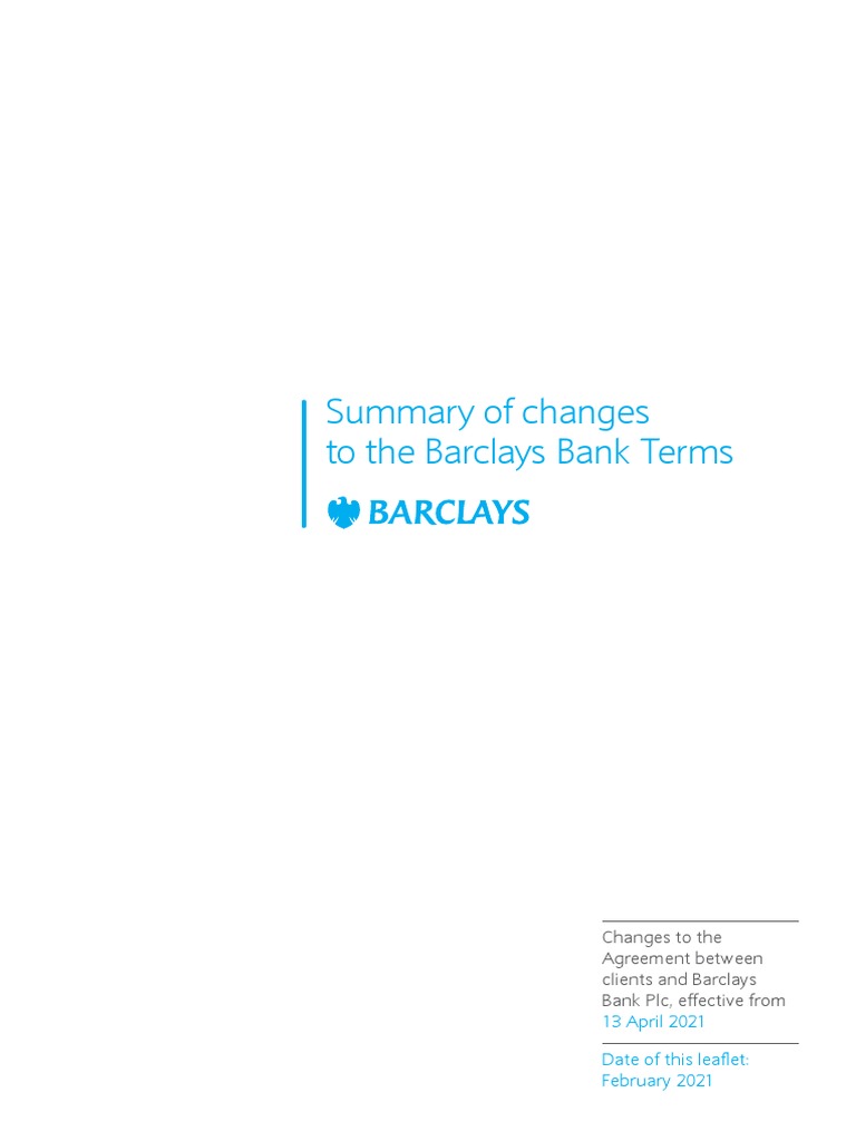 Barclays Terms Update April 2021 | PDF | Cheque | Payments