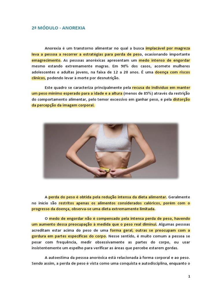 Compreendendo a Anorexia Nervosa | PDF | Anorexia nervosa | Distúrbio  alimentar, image size:768x1024