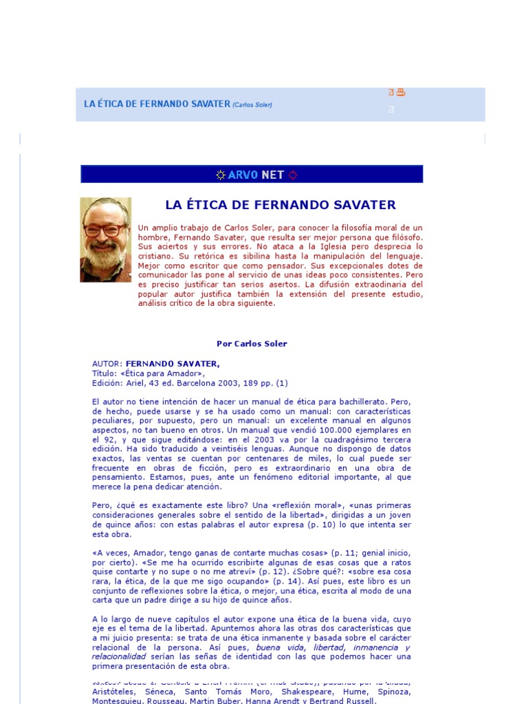 La Ética de Fernando Savater | PDF | Libertad | Moralidad