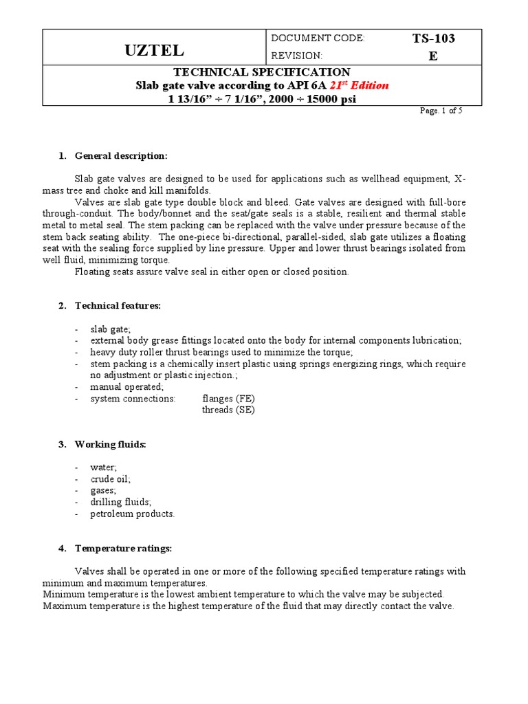 TDS 103 | PDF | Valve | Mechanical Engineering