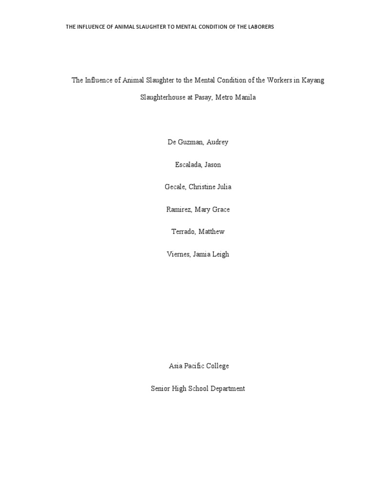 PTSD Among Slaughterhouse Workers | PDF
