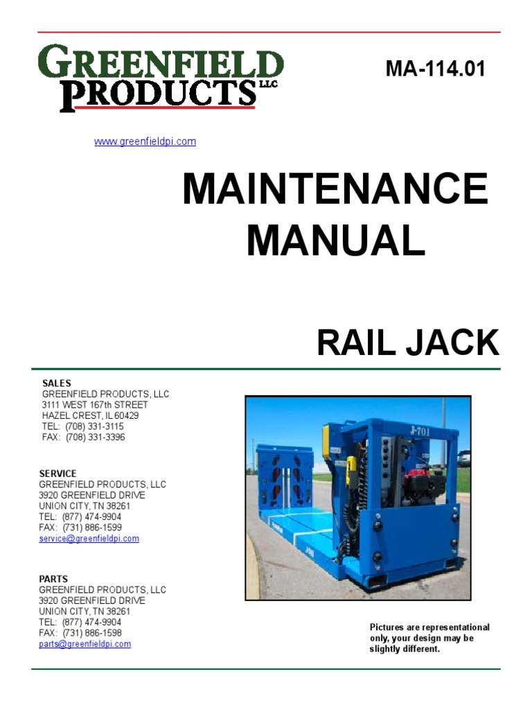 Greenfield Jack Manual MA114 01 PDF Lubricant Fracture
