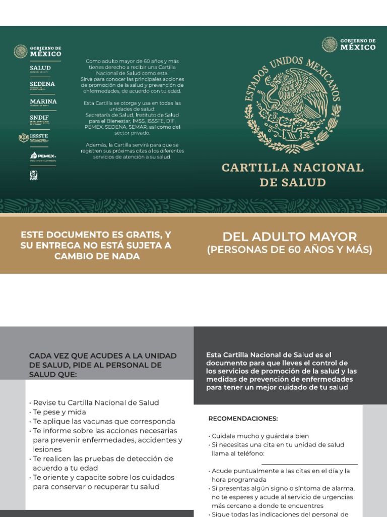 Cartilla Nacional de Salud para Adultos Mayores de 60 Años | PDF