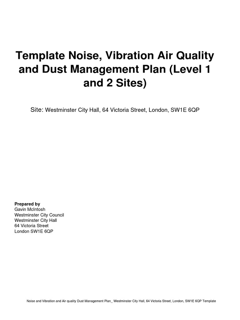 Noise and Dust Management Plan Template | PDF | Noise | Risk Assessment