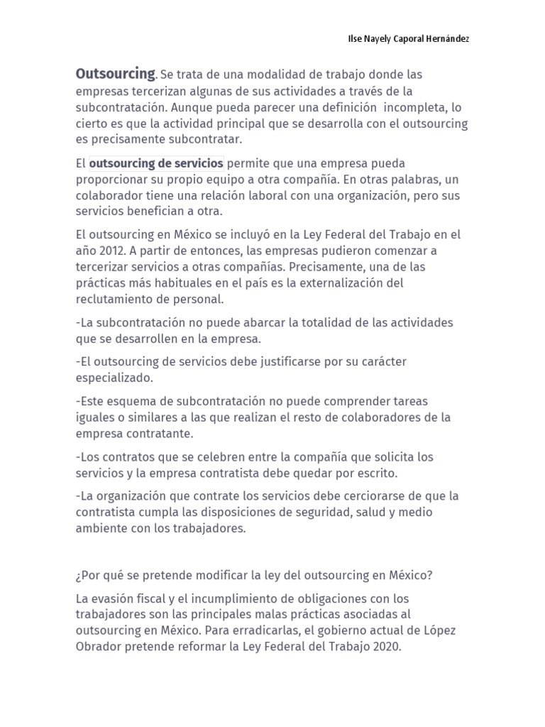 Outsourcing en México: Ley y Desafíos | PDF | Outsourcing | México