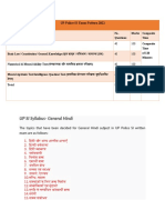 UP Police SI Exam Pattern 2022