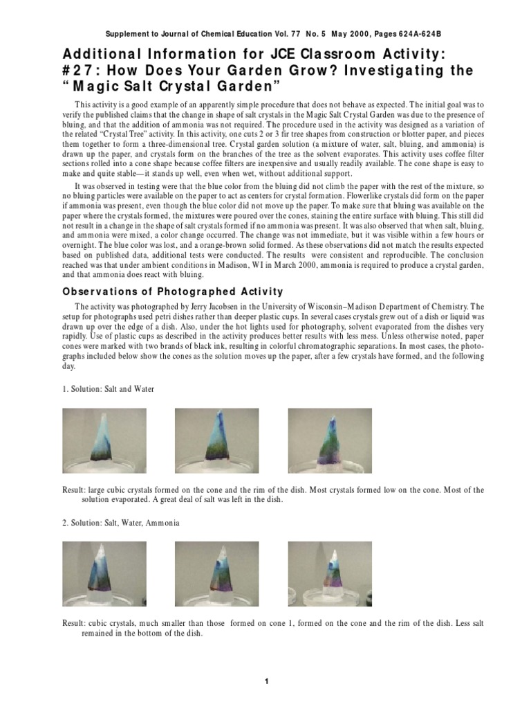 Investigating the Effects of Ammonia and Bluing on Salt Crystal