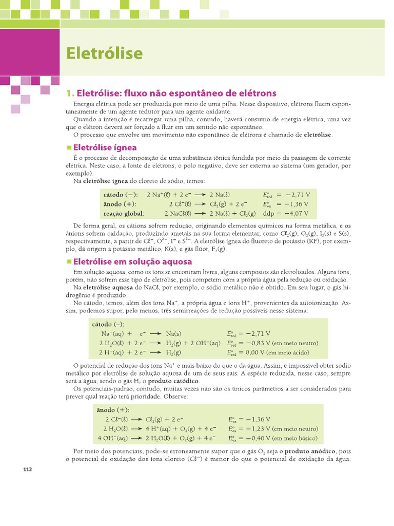 Eletrólise Resumo 4periodo P2 | PDF