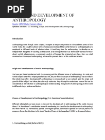 Origin and Development of Anthropology