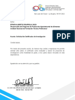 Carta de Solicitud de Certificados