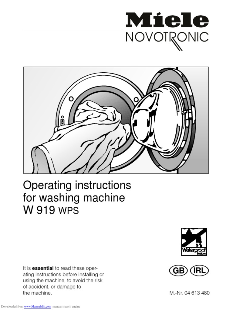 W 919 Washing Machine Instructions | PDF | Washing Machine | Recycling