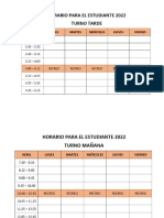 HORARIO PARA ESTUDIANTES 2022