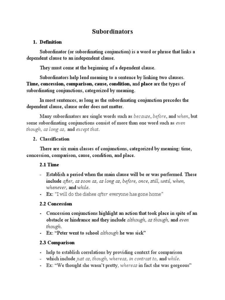 Subordinators | Download Free PDF | Clause | Linguistic Morphology