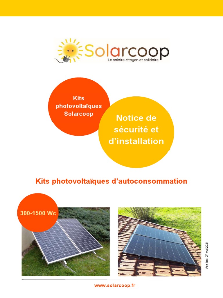 Notice Securite Installation Utilisation Panneaux Solaires Photovoltaique  Solarcoop, PDF, Énergie solaire photovoltaïque