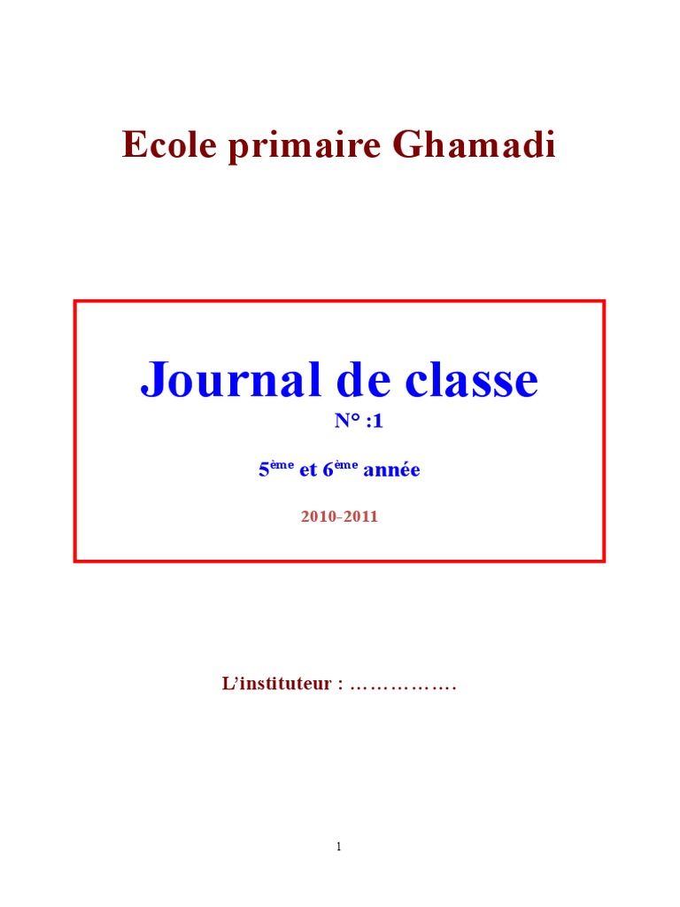 Journal de classe 5ème année primaire | PDF