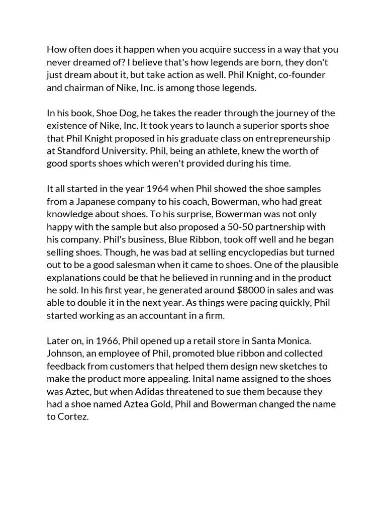 Shoe Dog Phil Knight PDF Nike Marketing