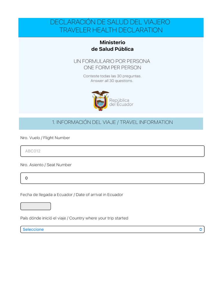 Formulario del viajero pdf