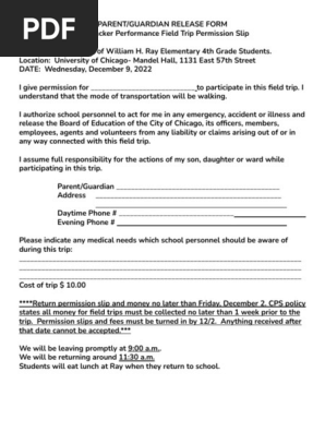 field trip permission slip