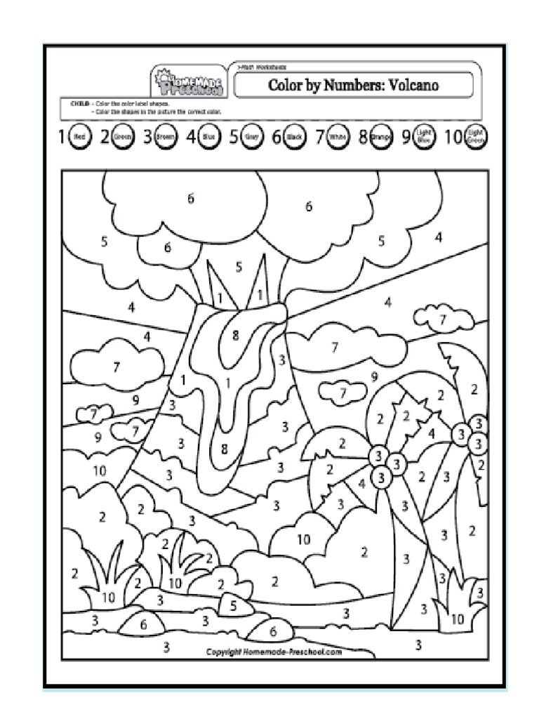 Color by Number 1-10 and Shapes | PDF