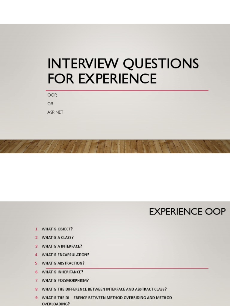 Interview Questions FOR EXPERIENCE | PDF