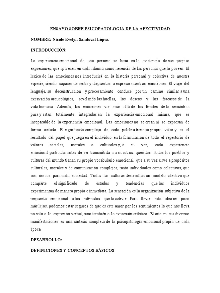 Psicopatología de la Afectividad | PDF | Las emociones | Experiencia