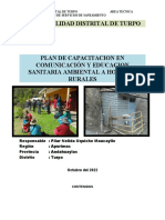 Plan capacitación hogares rurales saneamiento Turpo