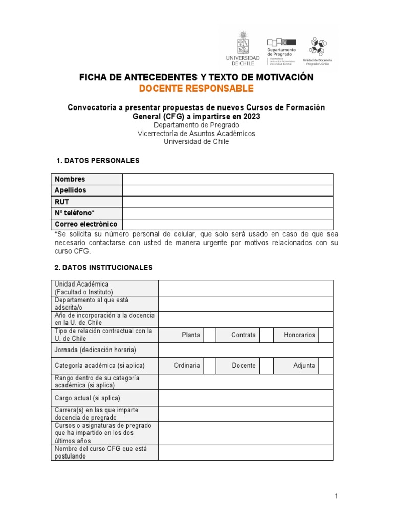 Ficha Docente Responsable Convocatoria CFG 2023 | PDF | Método de ...