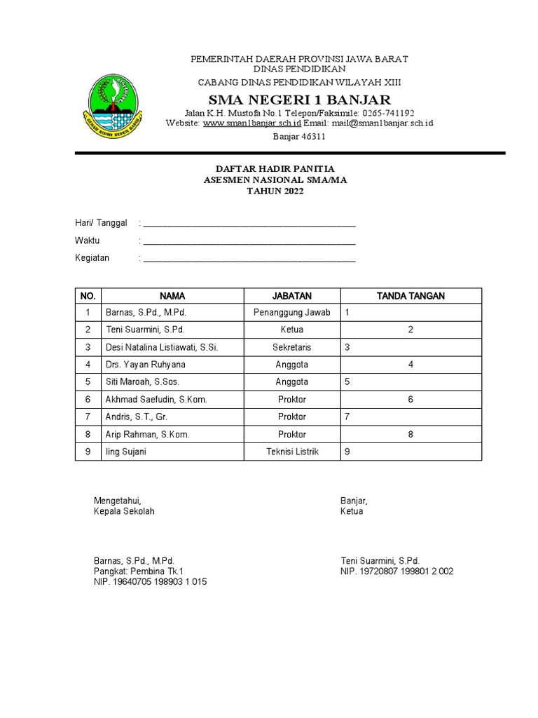 Daftar Hadir Panitia An | PDF