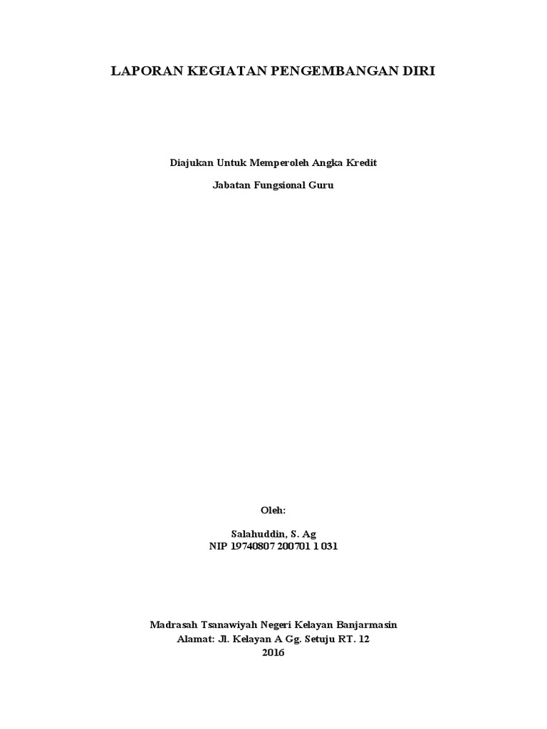 Laporan Pengembangan Diri Guru 2016 | PDF
