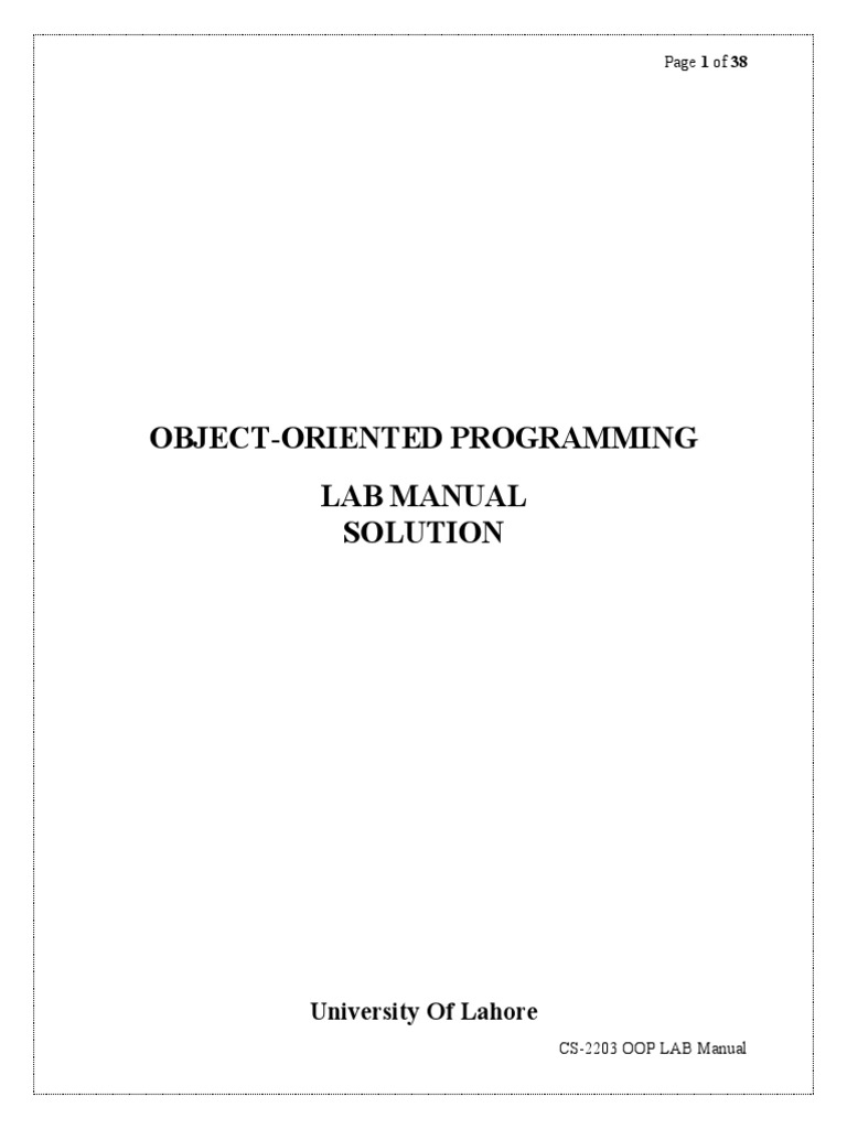 OOP Lab Manual Solutions Guide | PDF | Parameter (Computer Programming ...