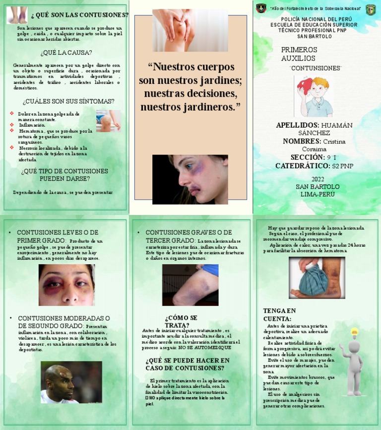Guía de Contusiones y Primeros Auxilios | PDF | Inflamación | Lesión