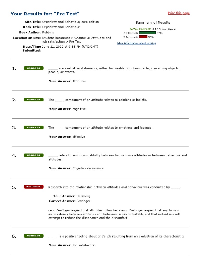 OB1, MCQ's Merged PDF Job Satisfaction Motivational