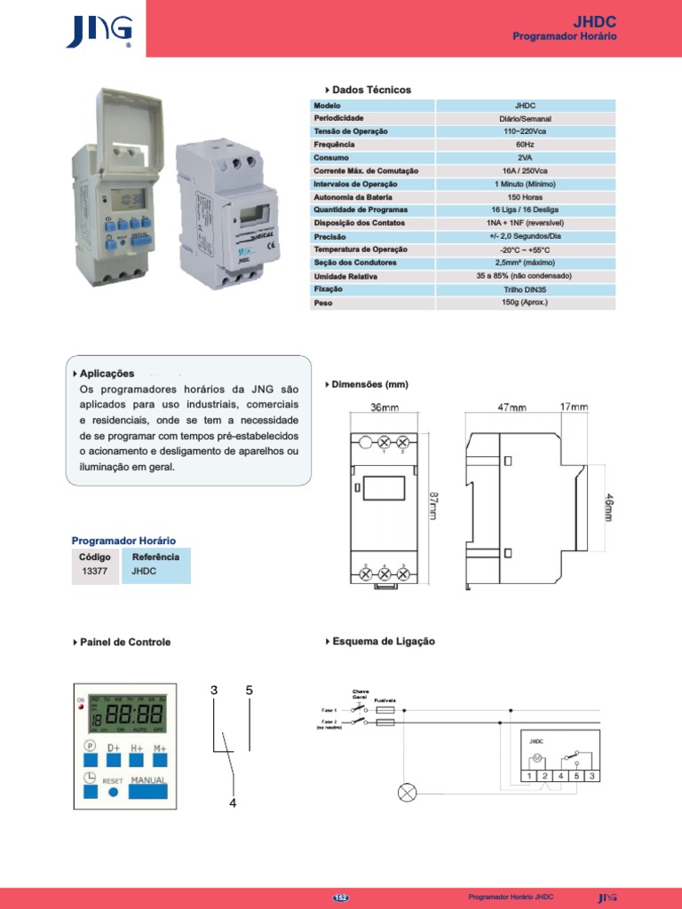 Programador Horário JHDC: Manual e Esquemas | PDF