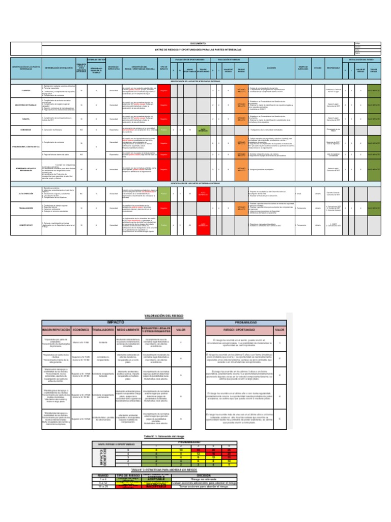 Matriz de Riesgos y Oportunidades SST | PDF | Riesgo | Logística