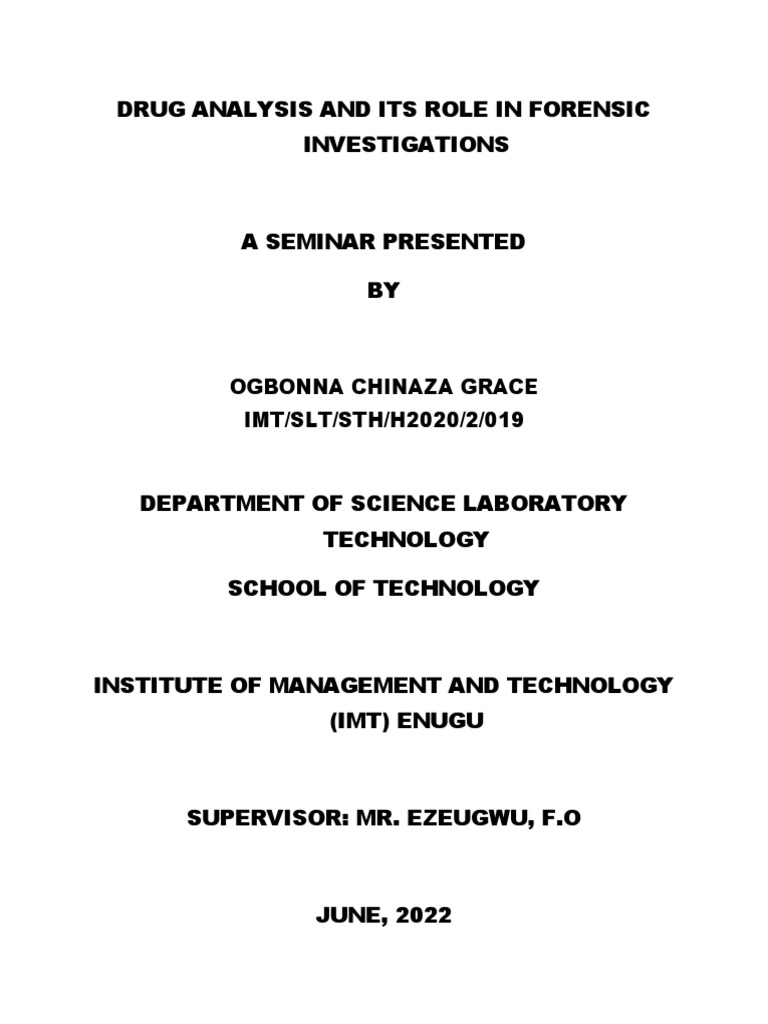 Forensic Drug Analysis Seminar | PDF | Drug Test | Forensic Science