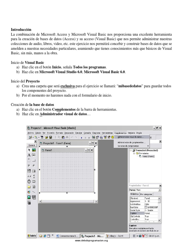 Creacion de Base de Datos en Access Con Visual Basic | PDF | Bases de ...