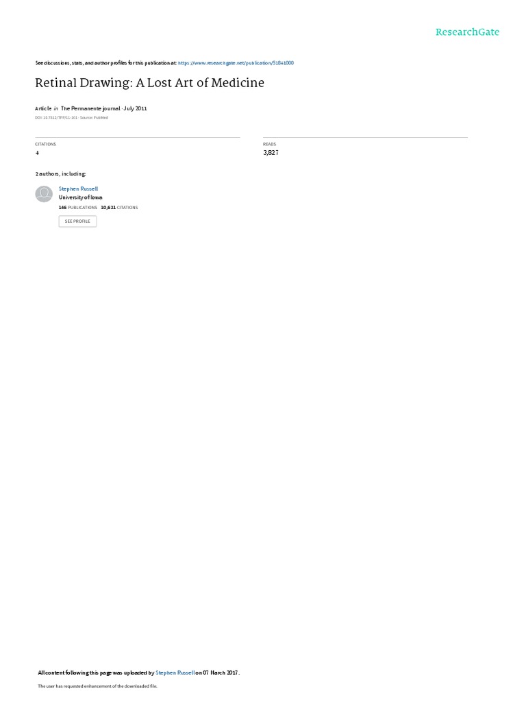 Retinal Drawing A Lost Art of Medicine PDF Light Ophthalmology