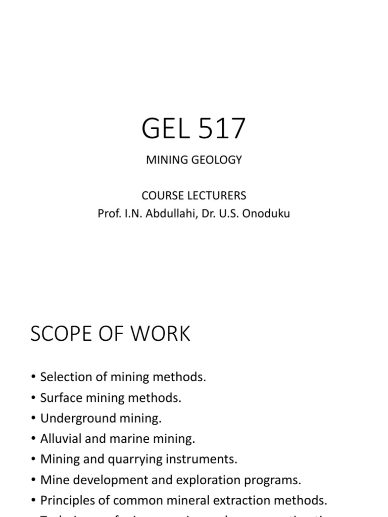 GEL 517 - Mining Geology - Lecture Note For 2020 - 2021 | PDF | Mining ...