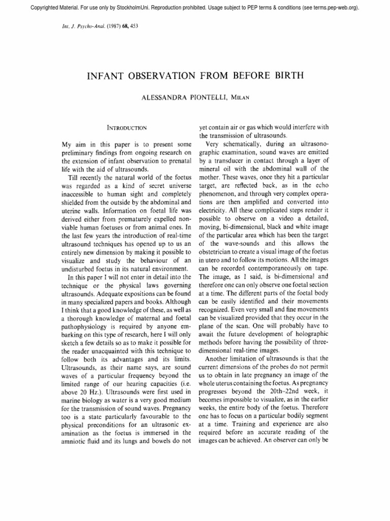Infant Observation From Before Birth | PDF | Fetus | Ultrasound