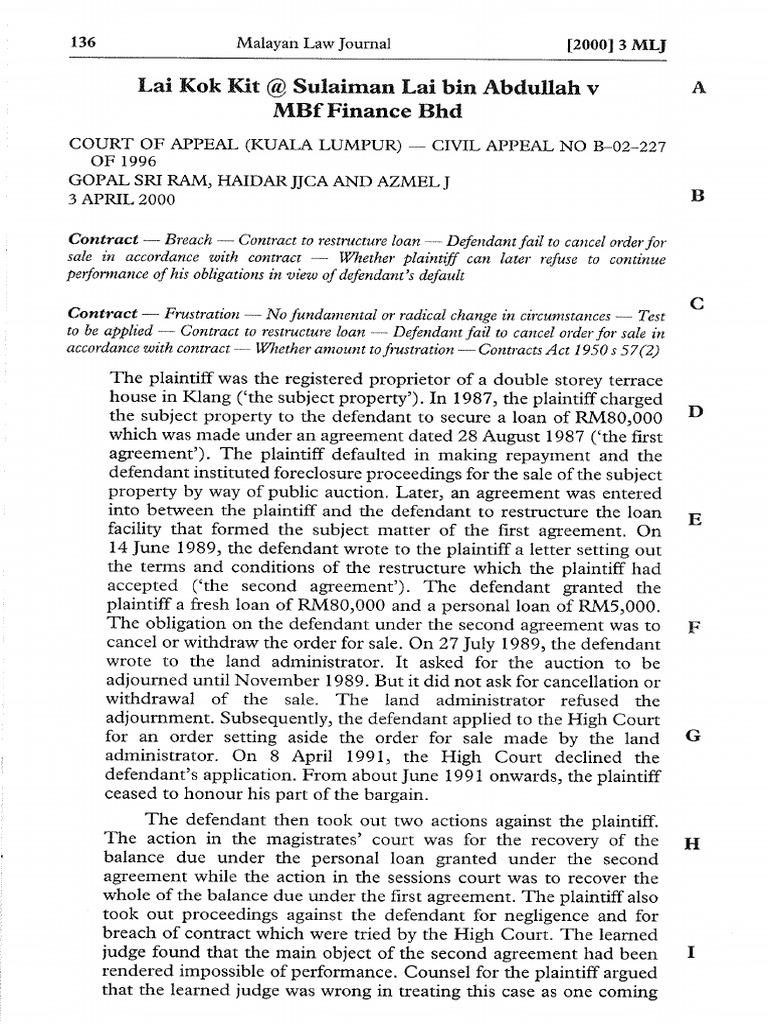 LAI KOK KIT at SULAIMAN LAI BIN ABDULLAH V MBF FINANCE BHD | PDF