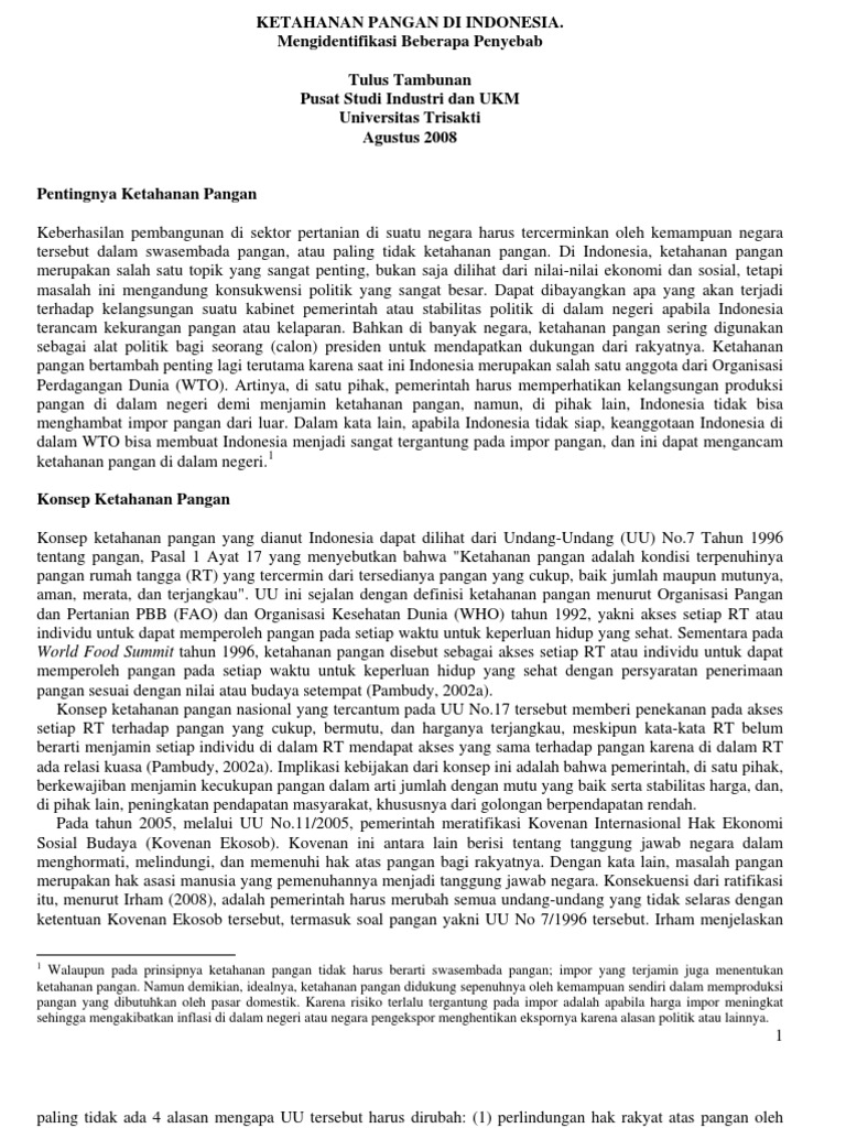 Ketahanan Pangan Di Indonesia | PDF