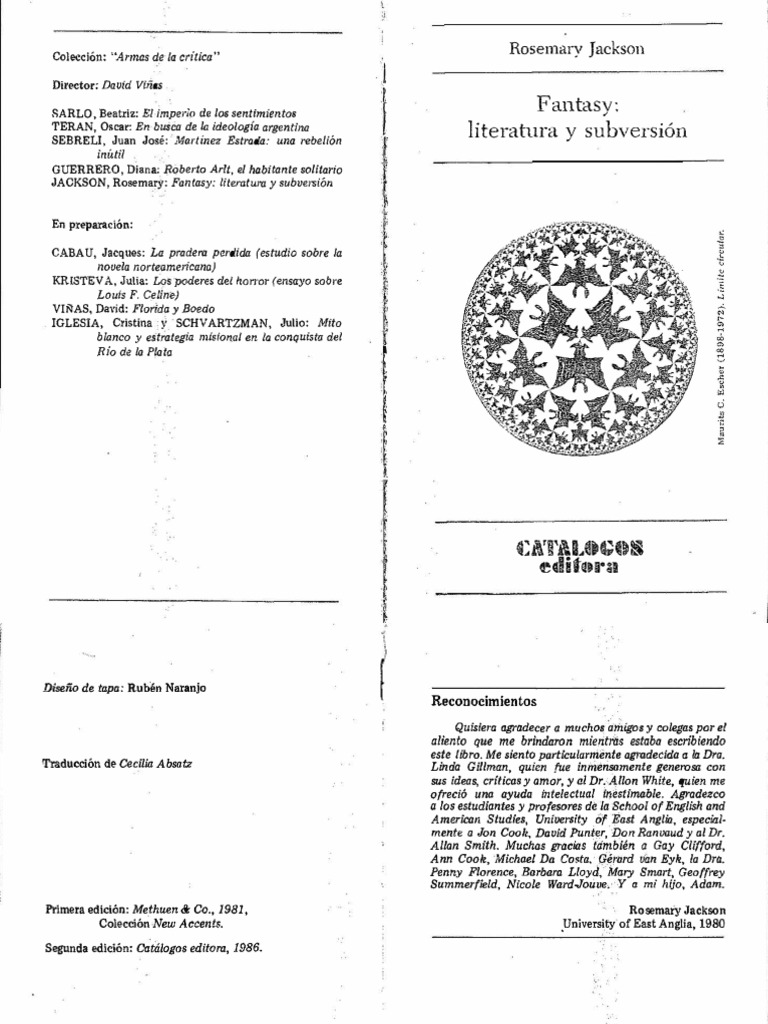 JACKSON, Rosemary. Fantasy, Literatura y Subversion PDF